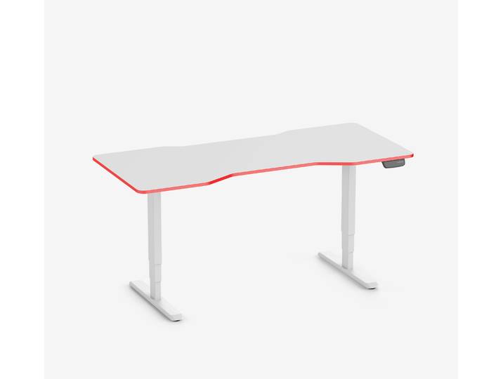 Primus Gamingschreibtisch Cockpit, Weiß Klassik Fire Red 180x80
