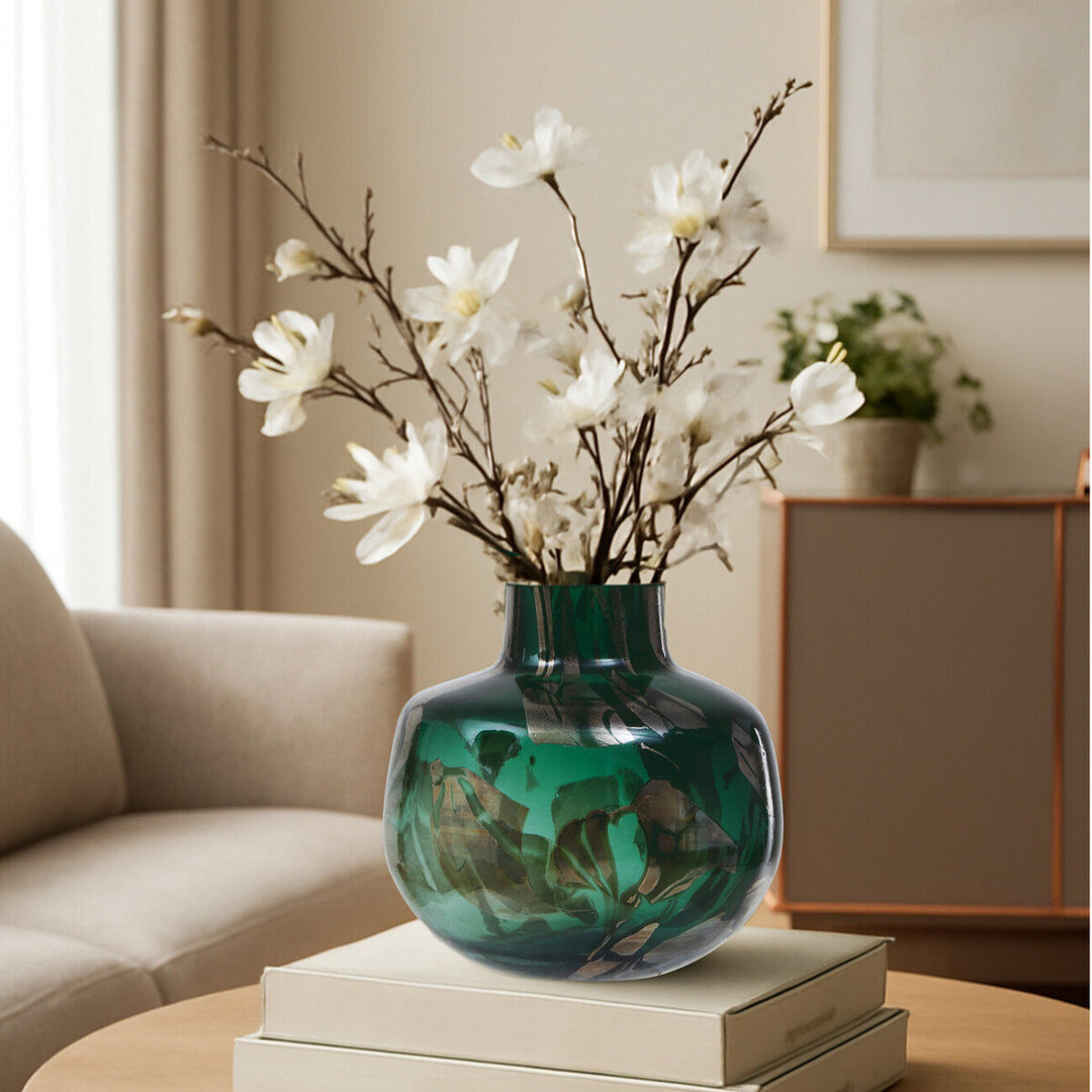 Metro Jinie Glass Table Vase 1 Brown;Green 24cm H X 24cm W X 24cm D