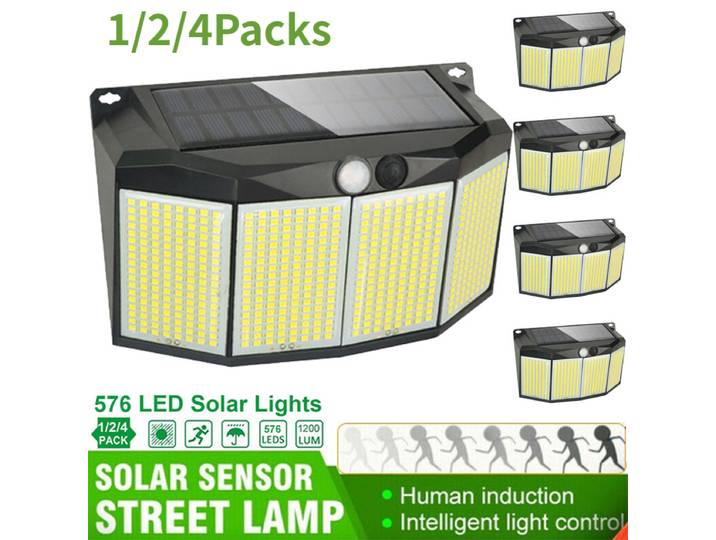576 LED énergie solaire lumière capteur de mouvement extérieur étanche 3 modes projecteur de sécurité pour extérieur voie cour jardin Garage lampe