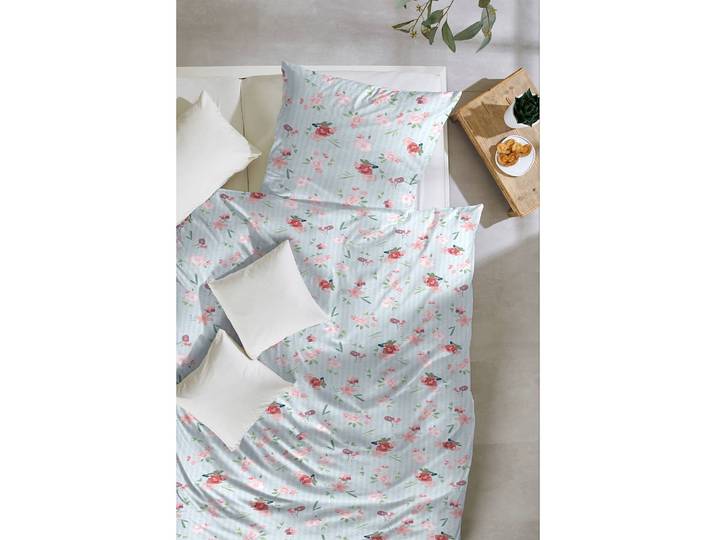 Parure de lit English Romance 155 x 220 cm + oreiller 80 x 80 cm Multicolore/Bleu clair