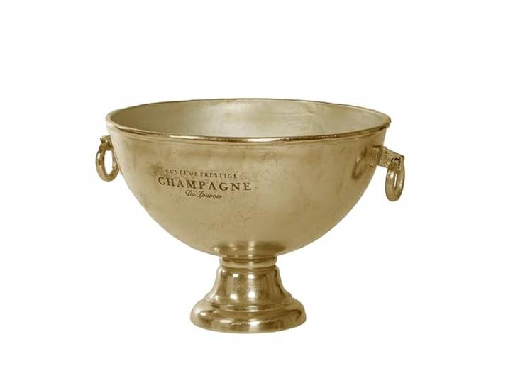 Barprofessional Champagnerkühler Vintage Gold, elegante Champagnerschale mit Vintage Design, 47cm Durchmesser, 35cm hoch, goldener Aluminiumguss, Flaschenkühler für stilvolle Präsentation