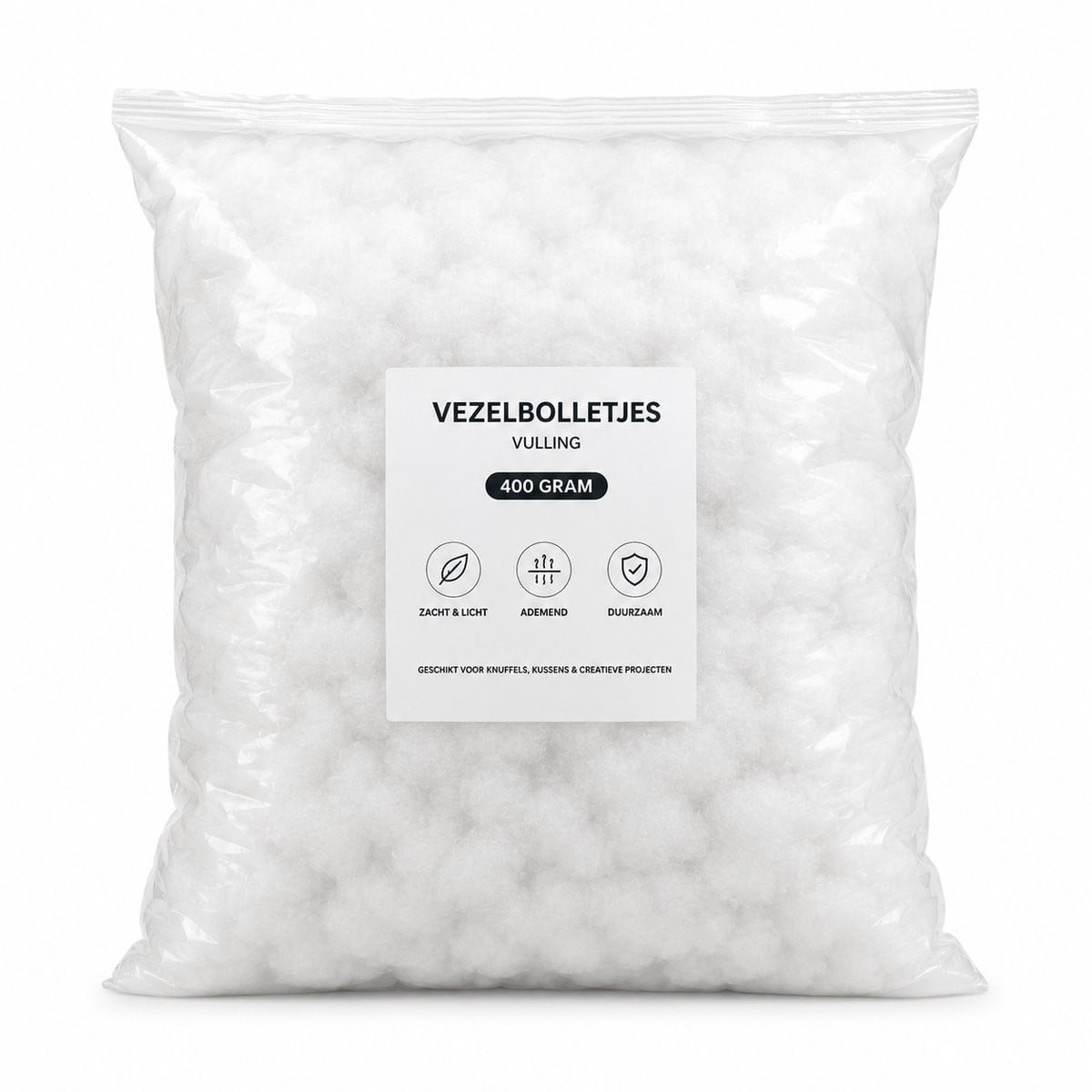 Kussenvulling met polyester donszachte vezelbolletjes - Wit - 400 gram