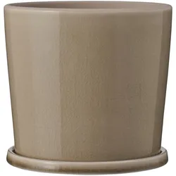 IB Laursen Blumentopf Saga mit Untersetzer, Beige - H 15 cm, Ø 16 cm