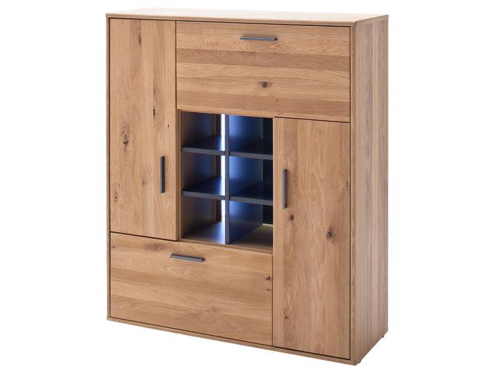 Livetastic Highboard Gaborone, Anthrazit, Eichefarben, Holz, Asteiche, furniert, massiv, 4 Fächer, 1 Schublade(n) Schubladen, 104x123x37 cm, Made in EU, Beimöbel erhältlich, Holzmöbel, Kommoden Holz, Highboards Holz