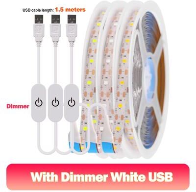 Uplift Picks Bright 5V USB LED Strip With Dimmer For Effortless Cabinet Lighting white Dimmer (usb) ip65 Waterproof 3 M