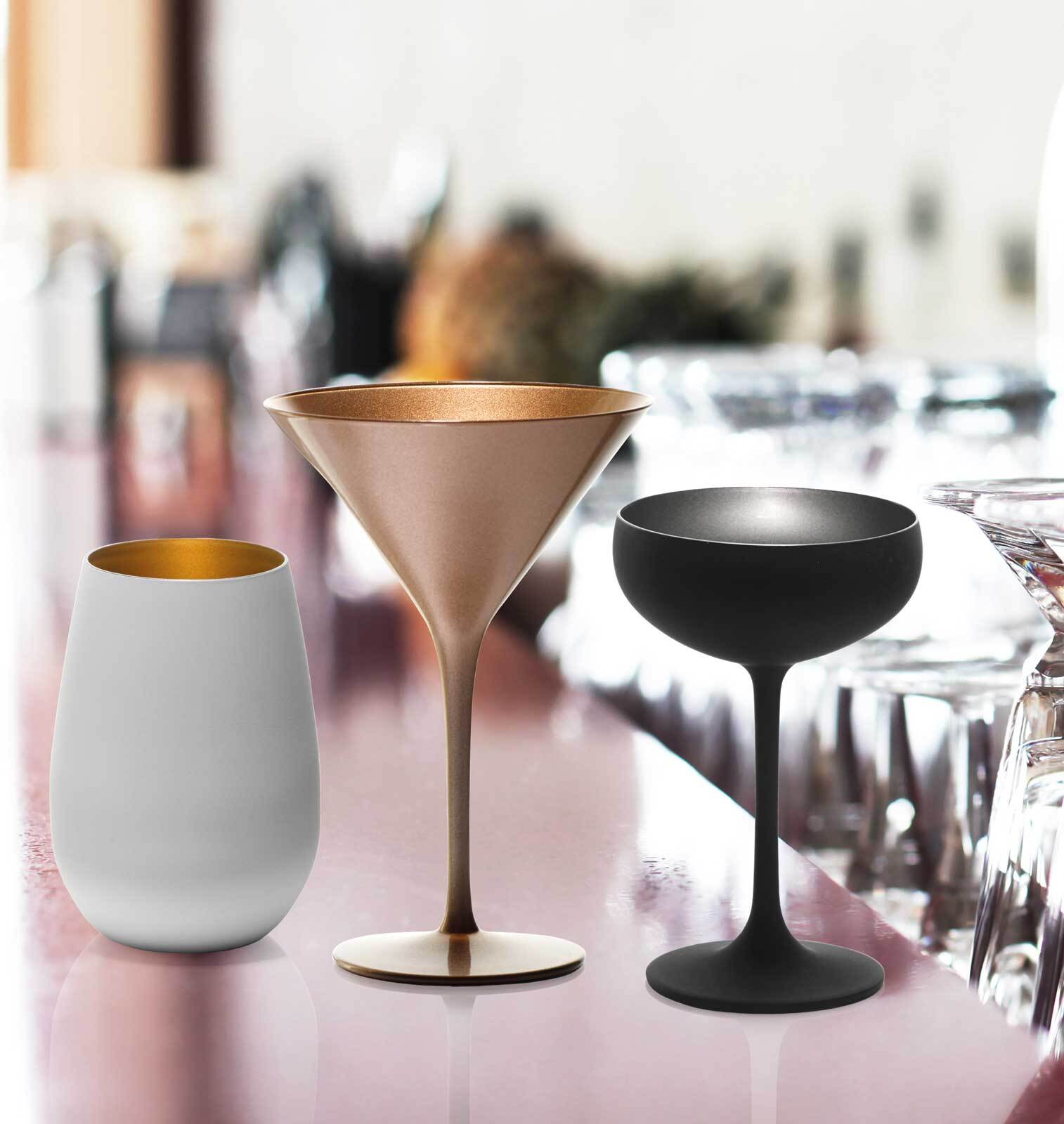 Cocktailglas STÖLZLE "Cocktailschalen Elements 240 ml 6er Set", bunt (weiß, gold), Glas, Trinkgefäße, Cocktailglas