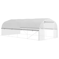 GEWÄCHSHAUS 6 x 3 x 2 m mit 8 Fenster & Tür, Weiß