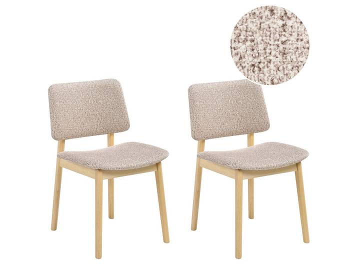 ESSZIMMERSTUHL 2er-Set Bouclé Hellbraun/Taupe Blane