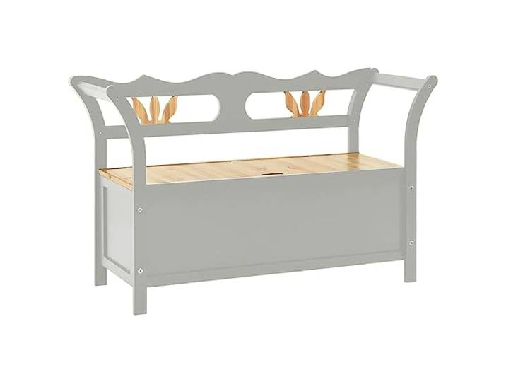 KGHFDVB Sitzbank Grau 107 x 45 x 75,5 cm Massivholz Tanne Holzwerkstoff Massivholz Tanne und Holzwerkstoff, Rückenlehne und zwei Armlehnen, bis 110 kg pro Sitzplatz, für Flur und Eingangsbereich