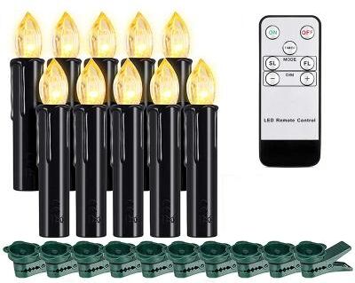 Inspired Living 200 Hour Flameless LED Candle With Remote Timer Warm Flickering Battery Operated Decorative Light black 10pcs