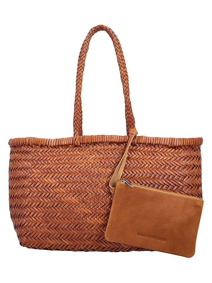 HIDE & STITCHES Leder-Henkeltasche in Hellbraun - (B)19 x (H)12,5 x (T)4 cm - onesize