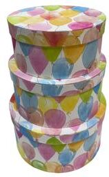 IH Casa Decor Round Nesting Boxes Top Lid Balloons Set Of 3