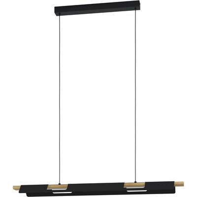EGLO Hängeleuchte "ERMUA", braun (schwarz, braun), H: 110cm, 1 Stk., Leuchten, Hängeleuchte in schwarz und braun aus Stahl, Holz - 27W - Warmweiß, Hängeleuchte