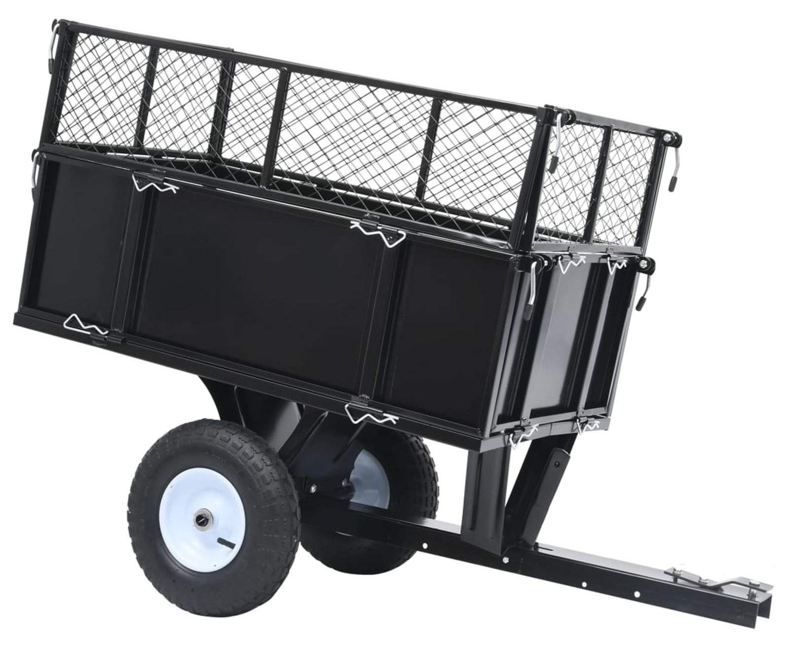 Anhänger für Gartengeräte - Kantenhänger - Tragfähigkeit: 150 kg - Abmessungen: 130 x 52 x 87 cm - Material: Legierter Stahl - Farbe: Schwarz