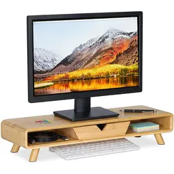 Relaxdays Monitorständer, Monitor Erhöhung, Braun
