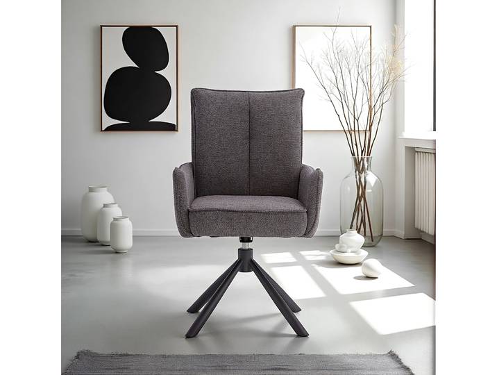 Chaise de Salle à Manger Moderne Tissu Anthracite Design Chaise de Cuisine Chaise pas Cher Fauteuil Rembourrée
