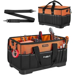 VEVOR Werkzeugtasche 51x26x30cm, Aufbewahrungstasche mit 14 Innen- & 19 Außenfächern, Wasserfester Werkzeug-Organizer aus Polyester mit Schultergurt & Reißverschluss, Werkzeugbeutel für Handwerker