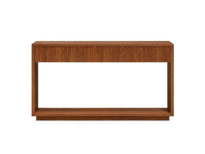 Jastoery Konsolentisch Flurmöbel mit 2 Schubladen & Ablagefach,Nussbaum Geriffelte Fronten, Nussbaum-Optik, 2 Schubladen, offenes Fach, Kippsicherung, einfache Montage