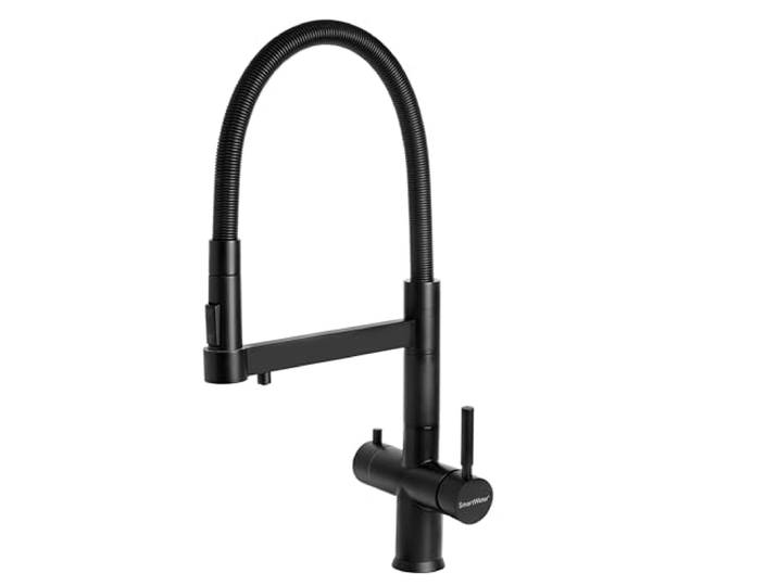SmartWater® Smart Tap Flex Black Küchenarmatur 4-Wege-Küchenarmatur mit flexibler Brause aus Messing für heißes / kaltes Wasser und gereinigtes Wasser