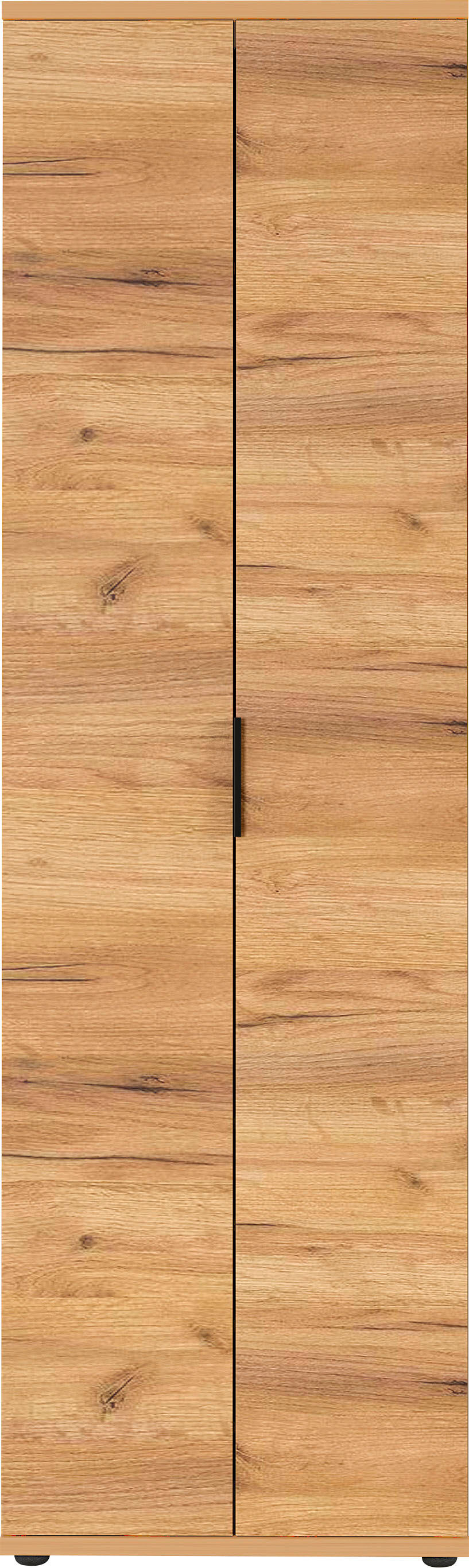 Garderobenschrank GERMANIA "Fremont", braun (navarra, eiche, nachbildung), B:59cm H:199cm T:34cm, Holzwerkstoff, Schränke, Garderobenschrank, Breite: 59 cm, Metallgriffe, verstellb. Böden, ausziehb. Kleiderstange navarra, eiche, nachbildung Navarra-Eiche-