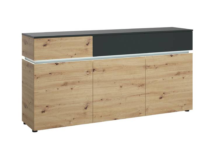 Sideboard Artisan Eiche - grau 180 cm mit Beleuchtung - LUCI