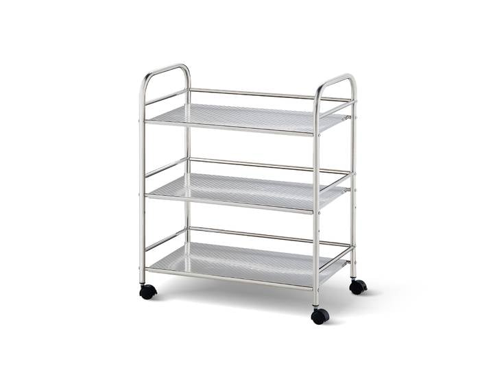 Chariot de service en acier inoxydable avec roues verrouillables, chariot utilitaire de cuisine à 3 étagères, chariot de rangement de cuisine