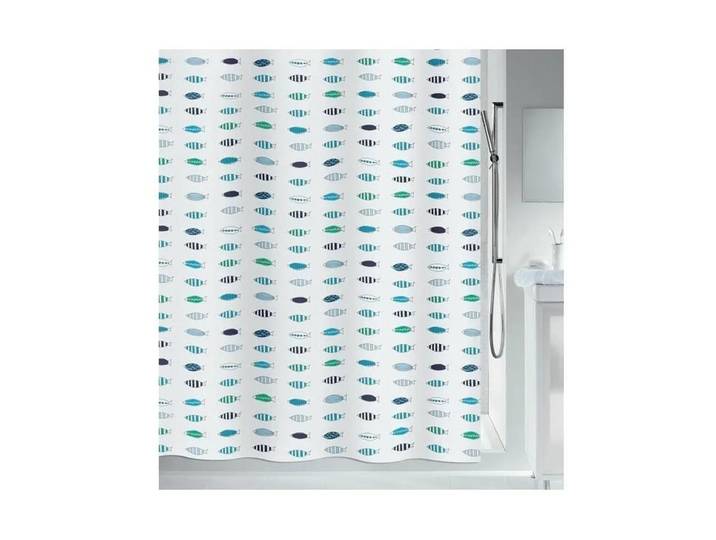 Duschvorhang SPIRELLA Santorini 180 x 180 cm , blau (blau, weiß), B:180cm H:180cm, Polyester, Duschvorhänge, Duschvorhang