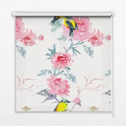 INNENROLLO - Fensterrollo - Rollo - 130x140 cm - Vögel auf Blumen