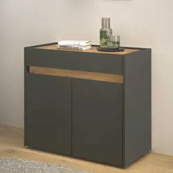 Kommode mit Schublade in Anthrazit & Wildeichefarben 70 cm hoch