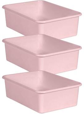 Teacher Created Resources Blush Large Plastic Storage Bin, Pack of 3