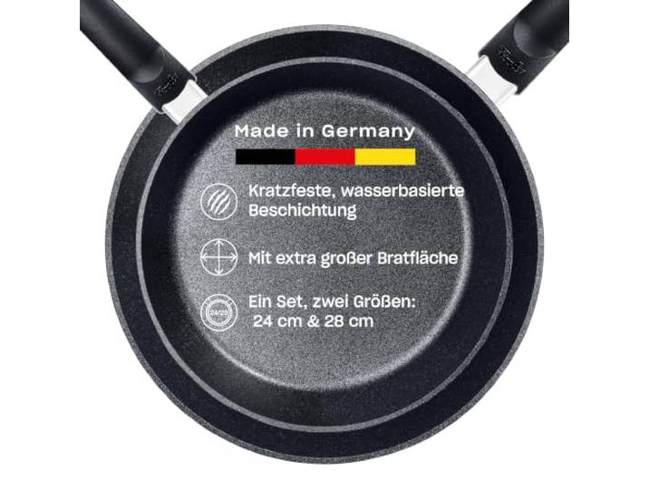 Fissler, Adamant Comfort Pfannenset 2-teilig (Ø 24 + 28 cm), Aluminium, Antihaftbeschichtung, hoher Rand, Cookstar Boden, Induktion, Made in Germany