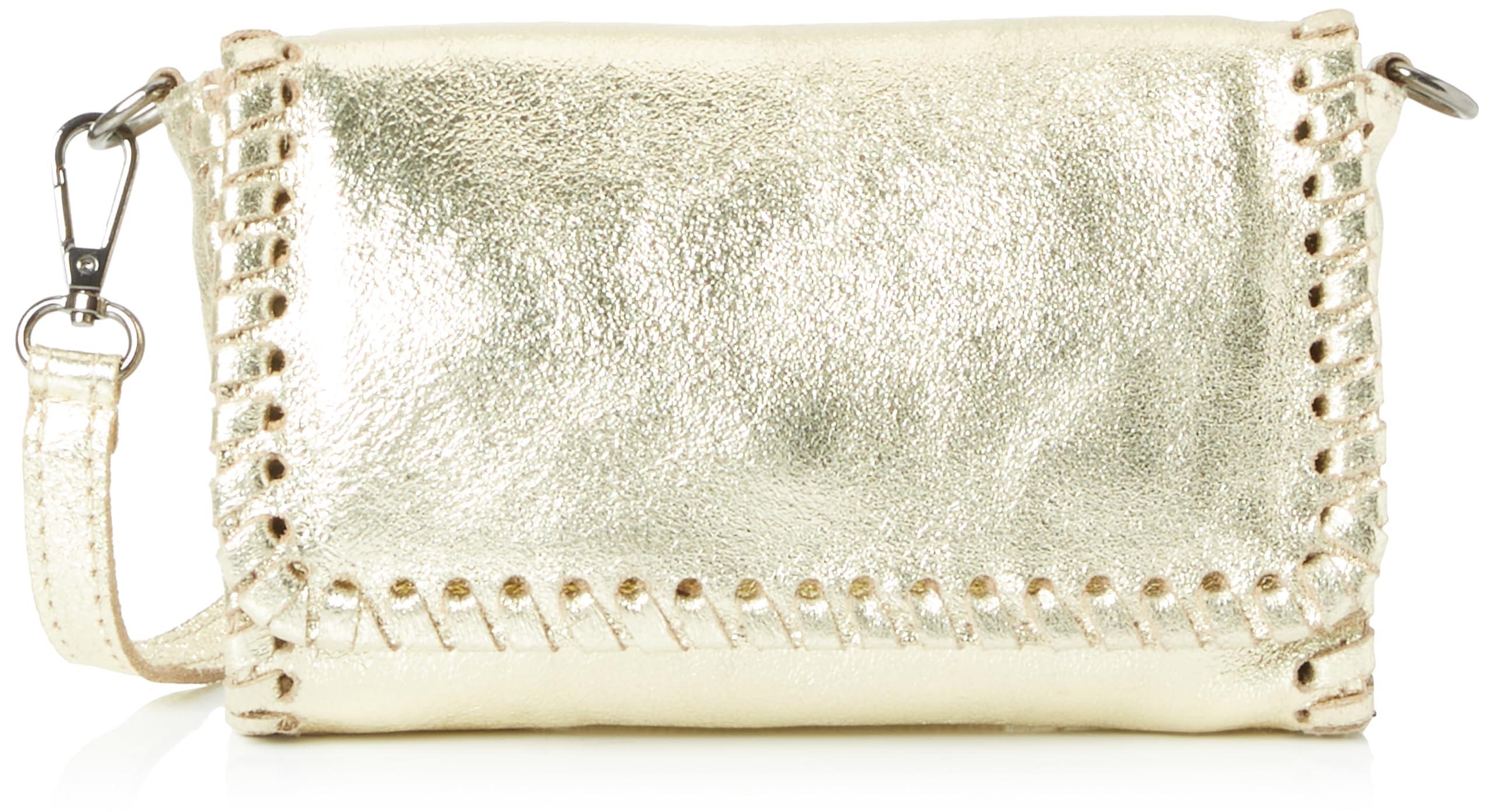 aleva Women's Handtasche aus Metallic-Leder Damen Shopper, Gold