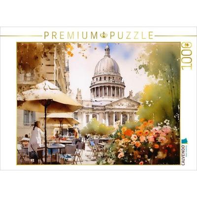 CALVENDO Puzzle Straßencafé mit Panthéon | 1000 Teile Lege-Größe 64x48cm Foto-Puzzle für glückliche Stunden