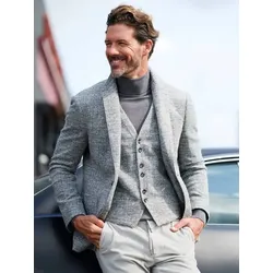 emilio adani Herren Sakko gemustert Grau slim fit - 46