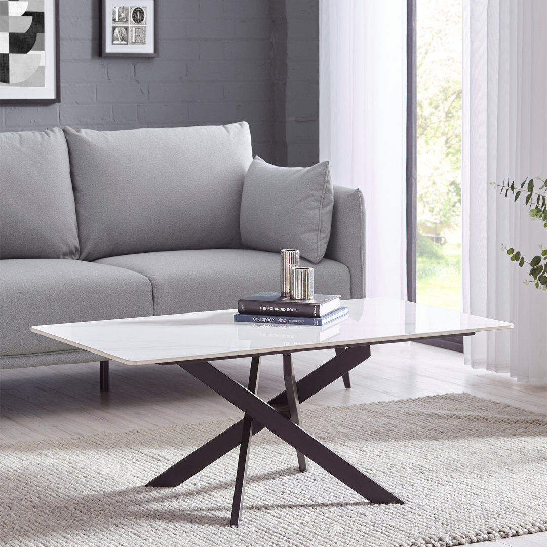 Metro Dashiya Cross Legs Coffee Table White 45cm H X 60cm W X 110cm D