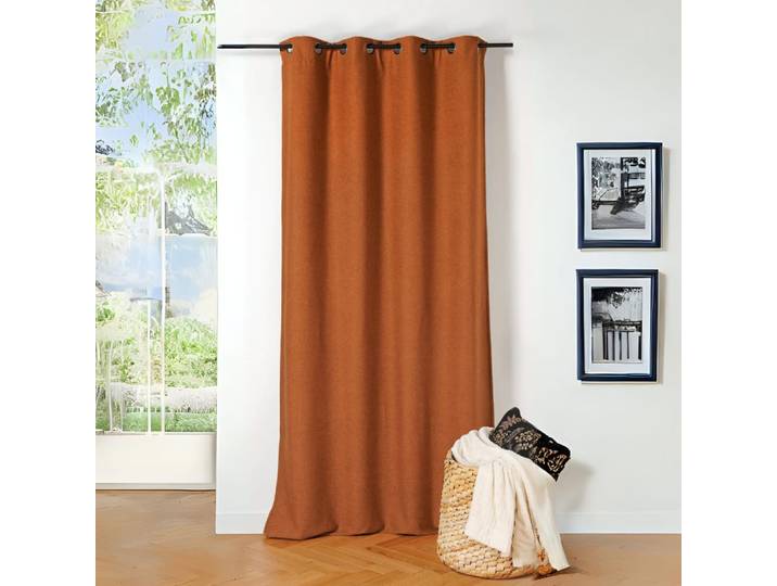 Rideau thermique au style bouclette polyester terracotta 140x260 cm