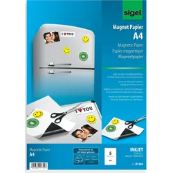 Sigel, Kopierpapier, Inkjet-Magnet-Papier (A4, 5 Blätter, 250 g/m2)