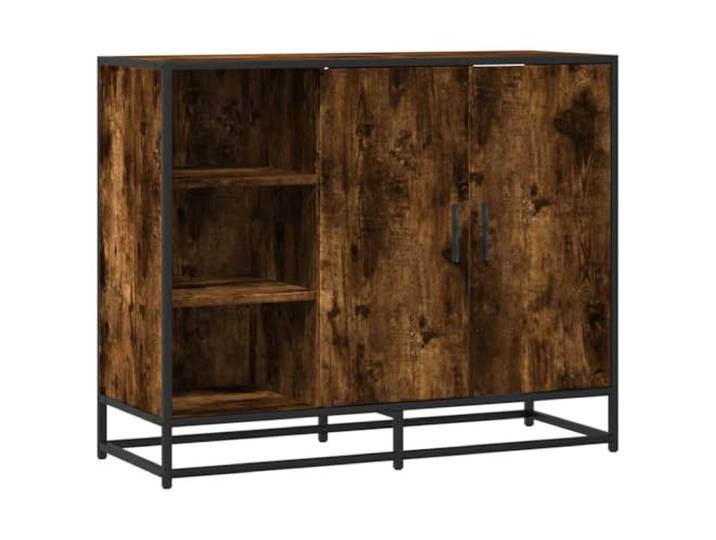 HKTMGDNG Sideboard 92x35x76 cm Kommode mit 2 Türen Metallgestell Kompakter Schrank für Wohnzimmer und Flur im Industrial-Design, schützt Geschirr vor Staub und schafft verlässliche Ordnung.