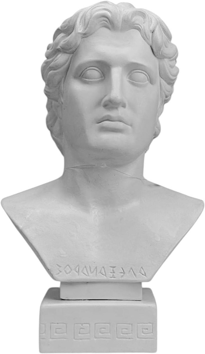 Historische Buste Koning Standbeeld Wit - Handgemaakt Woondecoratie - Hoogte: 30 cm