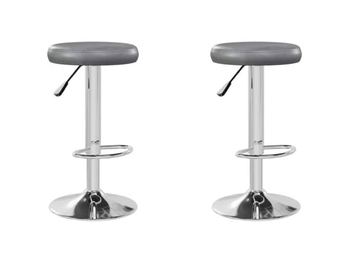 Barhocker, 2-teilig, Grau, Kunstleder, drehbar, höhenverstellbar, Stahl Gashebemechanismus, 360° drehbar, integrierte Fußstütze, Kapazität 110 kg, zeitloser Stil