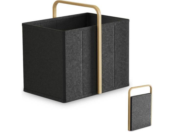 Wäschekorb Bambus-Stoff Schwarz 65L, 33x44x44 cm, Haushalt & Reinigung, Wäschepflege, Wäschekörbe & Wäschetonnen