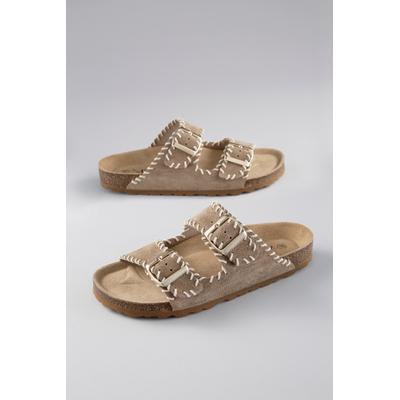 Pantolette ANISTON SHOES, Damen, Gr. 36, taupe, Veloursleder, unifarben, Schuhe Pantolette, Urlaubsschuh, Sommerschuh, Hausschuh - NEUE KOLLEKTION