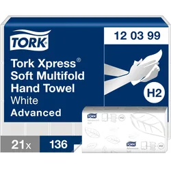 Tork Xpress® große Multifold-Handtücher Weiß H2, Advanced-Qualität, 2-lagig, sau...