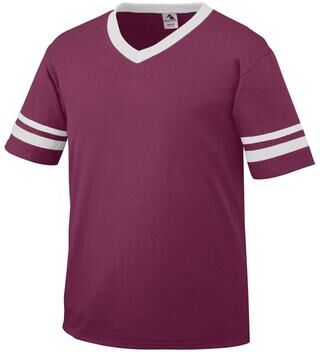 Augusta Sportswear 360 Athletic Sleeve Stripe Jersey T-Shirt in Maroon/White size 3XL   Cotton Polyester