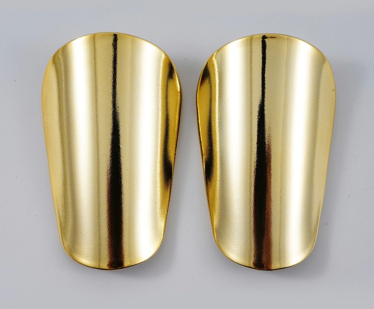 INF Goldene PU Schienbeinschoner mit EVA-Polsterung – Konturierte Fußball-Schienpads, S und M M