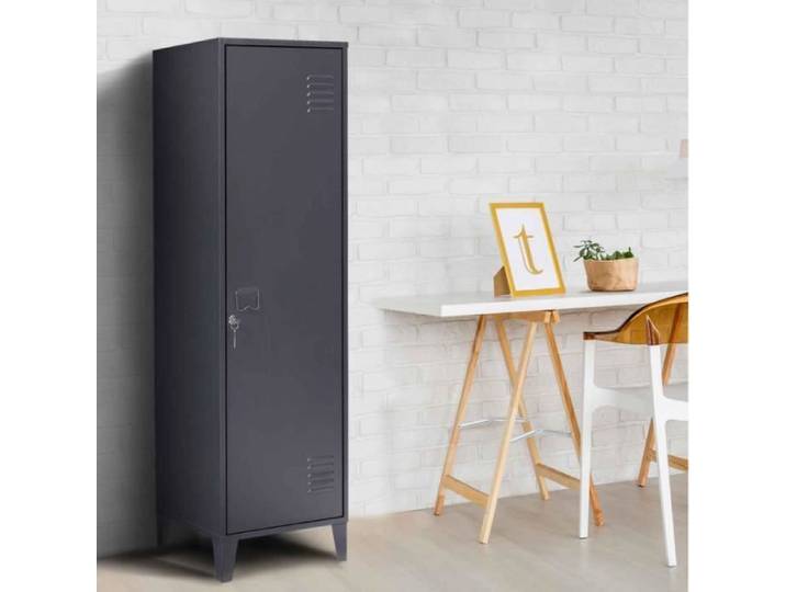 IDMARKET Armoire vestiaire ESTER 1 porte métal gris foncé design industriel