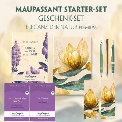 Guy de Maupassant Starter-Paket Geschenkset 3 Bücher (mit Audio-Online) + Eleganz der Natur Schreibset Premium, Set von Guy de Maupassant,