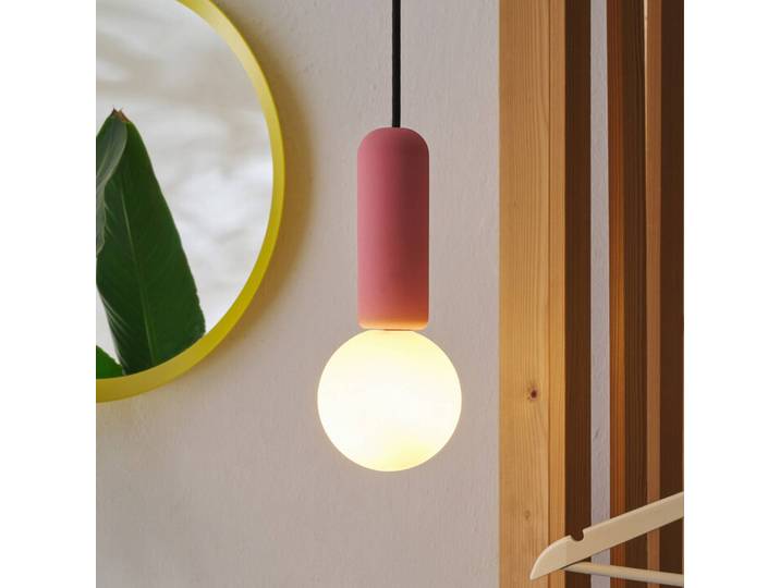 OSRAM Hängeleuchte Decor Concrete Mic, dimmbar, violett / pink / rose, für Wohn- / Esszimmer, Beton, Modern