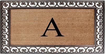 A1 Home Collections Rubber Coir Classic Paisley Border Monogrammed Welcome Entrance Doormat