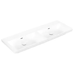 Villeroy & Boch Schrank-Doppelwaschtisch Subway 3.0, 1300x475x165mm, glänzend weiß Alpin, TitanCeram, mit Überlauf
